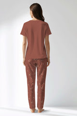 Woman Polyviscon Rosinia Drop Collar Pyjama Set - METRAJ ZEMIN - Image 3