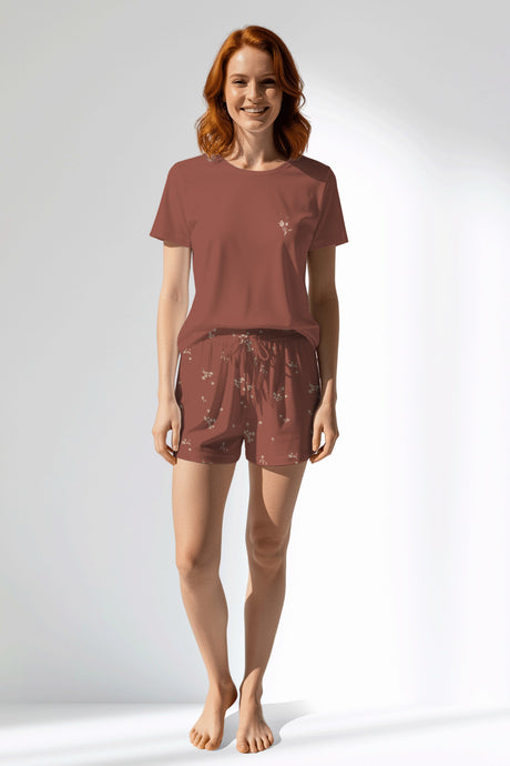 Woman Polyviscon Rosinia Short Set - METRAJ ZEMIN - Image 1
