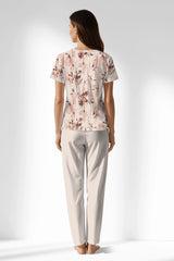 Woman Polyviscon Selvine Buttoned Collar Pyjama Set - ROTASYON - Image 3