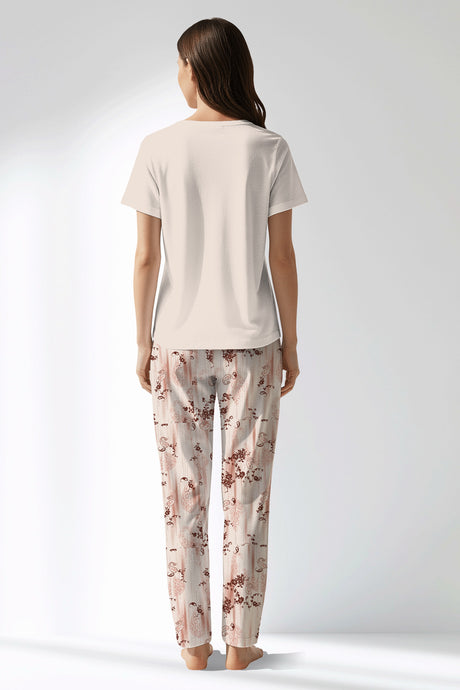 Woman Polyviscon Selvine Drop Collar Pyjama Set - METRAJ ZEMIN - Image 3