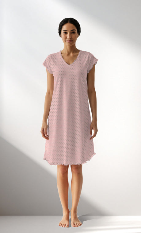 Woman Supreme V Neck Polka Tunic - B-ROTASYON (PEMBE ZEMIN) - Image 1