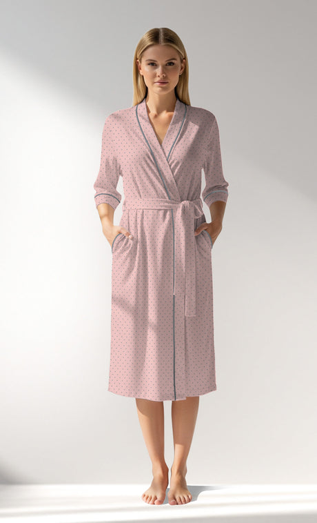 Woman Supreme Polka Dressing Gown - B-ROTASYON (PEMBE ZEMIN) - Image 1