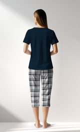 Woman Supreme Plaidwing Capri Set - B-LACIVERT - Image 3