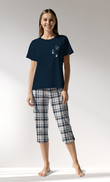 Woman Supreme Plaidwing Capri Set - B-LACIVERT - Image 1