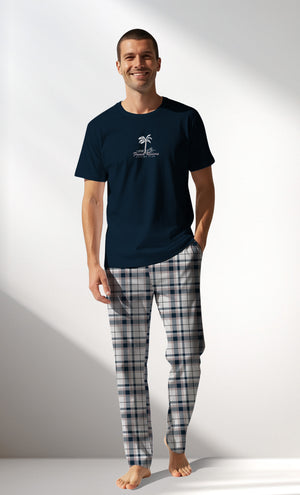 Man Supreme Plaidharbor Pyjama Set - LACIVERT - Image 1